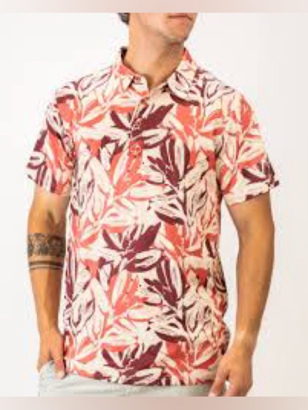 Men's pins and aces brushed floral short sleeve golf polo